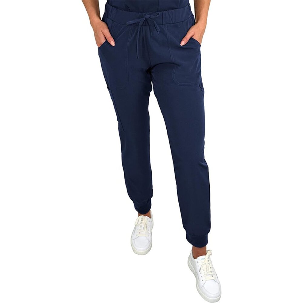 Divine Stretch Women's 5 Pocket Blue Jogger Scrub Pant, 2XL